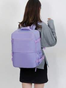 Ba lô du lịch cỡ lớn kiểu Preppy, có ngăn đựng giày riêng biệt, vali cố định dành cho học sinh. - Màu tím - Xem 2