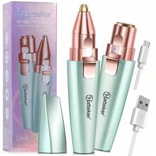 2-In-1 Rechargeable Facial Hair Remover & Eyebrow Trimmer: Electric Body Shaver With Built-In LED Light, Painless Women's Electric Shaver, Portable Bikini Trimmer. Wet & Dry USB Rechargeable Wireless Painless Electric Shaver With LED Display, For Legs, Underarms, Eyebrows, Upper Lip, Chin And Sensitive Areas - Multicolor - View 15