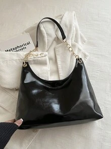 新款韩版复古时尚休闲手提包，大容量办公/通勤单肩包 - 黑色 - 查看 11