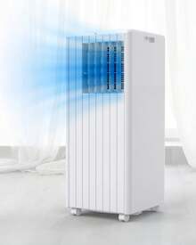 8000 BTU Aire acondicionado portátil - unidad de aire acondicionado 3 en 1 con deshumidificador, ventilador, control remoto, 2 velocidades, temporizador 24 horas, modo de sueño, silencioso y eficiente en energía, enfría hasta 350 pies cuadrados, kit de ventanas - Portada blanca - Ver 11