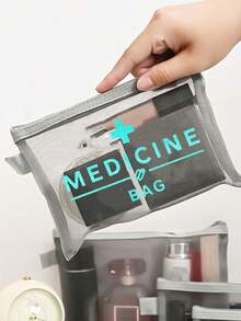 Nécessaire de malha com logo "Medication" em azul-petróleo brilhante, estojo portátil, bolsa de maquiagem, organizador de cuidados com a pele, item essencial para viagens, volta às aulas, material escolar, presente para madrinhas, presente de Dia das Mães, presente de aniversário, presente para amigos e professores, bolsa para guardar medicamentos, organizador de banheiro, porta-joias, porta-batom e porta-maquiagem, nécessaire para estudantes, presente para esposa, família, amigos e colegas de trabalho. - Multicolorido - Ver 5