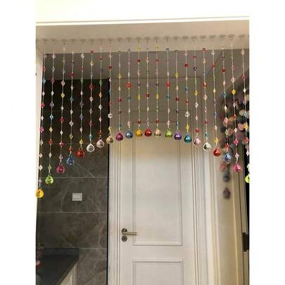 Crystal Beaded Curtain, Multicolor Hanging Door Decoration With Acrylic Balls, Rainbow String Room Divider (20 Strings)