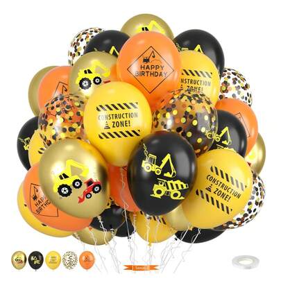 Set de 36 globos con temática de construcción, que incluye montacargas, grúa, camión de cemento, excavadora, globos de papel de aluminio, adecuados para decoración de fiesta de cumpleaños con tema de construcción, decoración de fondo, suministros para baby shower de camiones, regalo de graduación de arquitecto