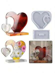 Large Heart-Shaped Silicone Mold Set For Resin Casting - Ideal DIY Photo Heart Mold, Great For Valentine's Day Gifts, Home & Wedding Decor, Graduation Ceremonies - White Heart - View 11