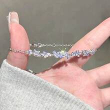 Bridal Fashion Bracelets & Arm Chains - White and Purple Diamond Bracelet - View 2