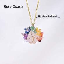Collar colgante del árbol de la vida con 7 piedras de los chakras, hecho a mano con alambre de oro envuelto alrededor de cristales naturales de piedras curativas, joyería de estilo bohemio para equilibrar el Reiki, regalo para amantes de los cristales - Colgante 1 unidad - Ver 12