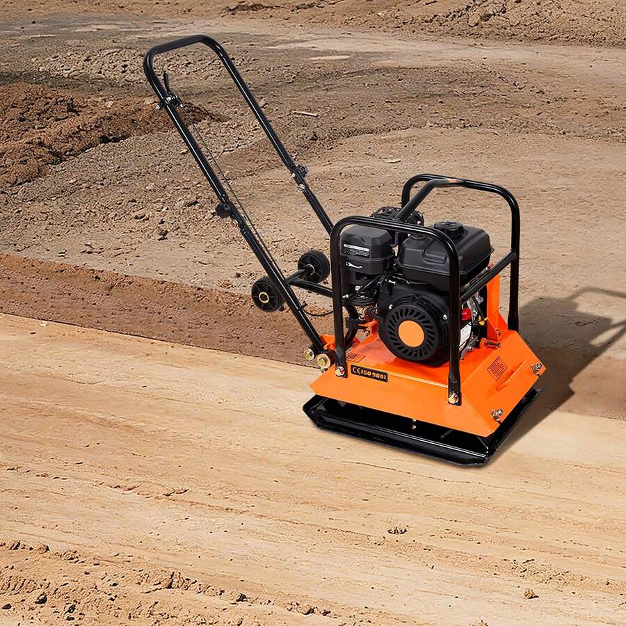 Plate Compactor, 6.5 HP 196CC Gas Engine, 5700 VPM Vibrating Ground Rammer, 4047 Lbs Compaction Force, 21 X 16 In Plate, Walk Behind Compactor For Paver Landscaping, Asphalt, Foundation, Soil - 336sq.in - View 1