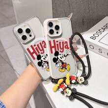 This Disney Mickey Mouse Pattern Lanyard Phone Case Features A Strong Magnetic Closure And Full Coverage Of Acrylic And TPU Material. It's Shockproof, Lightweight, And Suitable For IPhone17/16/11/13/15/15 Plus/15 Pro/15 Pro Max/12/14 Pro Max/11 Pro Max/12 Pro/12 Pro Max/13. It's A Popular Birthday Gift, Business Gift, Durable, Stain-Resistant, And Fingerprint-Resistant New Phone Case For Men And Women. It Also Includes A Mickey Mouse Phone Case And Mickey Mouse Doll Bracelet. Compatible With SamsungGalaxy S20, S21, S22, S23, And S24 Series. It's The Perfect Gift For Friends And Family. This Stylish Phone Case Is Fun, Lightweight, And Durable. IPhone17 Pro Max Phone Case, Minnie Phone Case. - màu đen - Xem 4