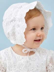 1pc Lace Trim Cute Princess Style Bucket Hat, Embroidered Princess Hat For Outing - White - View 10