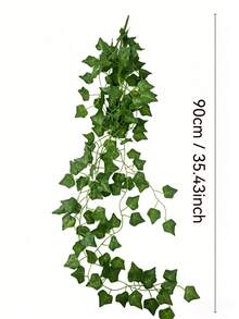 1/3 bó dây thường xuân nhân tạo dài 35 inch, lá xanh mướt như thật, chống tia UV, thích hợp trang trí cổng cưới, tiệc mừng, tường phòng khách, phòng ngủ, hàng rào sân vườn, ban công, trang trí phòng trong nhà và ngoài trời. - màu xanh lá - Xem 2