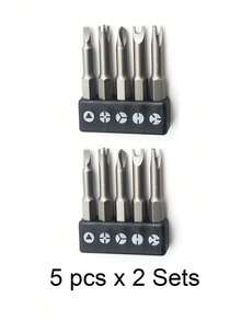 5pcs Special Shaped Screwdriver Bit Set, Including Y-Type Triangle, Internal Hex, Cross, New 3-Point Electric Appliance Sockets, 50mm Length, 1/4" Hex Shank, Versatile Use, High Precision, Men's Tools - Silver - View 12