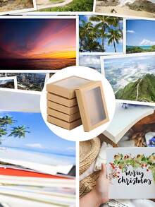 12pcs Kraft Paper Boxes With Window, 4.5" X 6" X 1" Brown/Black/White Color Gift Packaging Boxes, Suitable For Wedding, Packaging, Gifts, Birthday Party Decoration Storage - Multicolor - View 8