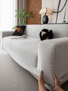 1 bộ bọc ghế sofa liền thân co giãn dùng được cả bốn mùa, chất liệu vải chống trượt, có thanh xốp chống trượt, có thể giặt máy, chống bụi, thân thiện với thú cưng, phù hợp cho phòng ngủ, văn phòng, phòng khách. - Màu Xám nhạt - Xem 7