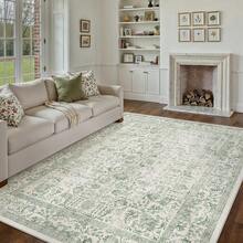 Large Area Rug For Living Room 240x300cm Machine Washable Vintage Distressed Non Slip Carpet Room Decor Grey Retro Floral Accent Throw Large Rug For Office Kitchen Bedroom Dining Room - 復古 | 綠色 - 查看 6