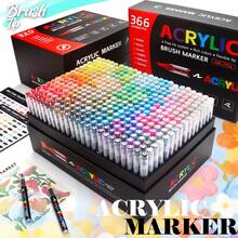 1pc 366/320/288/240/168/120/72/60/48/36/24/12 Colors Liquid Acrylic Paint Marker Brush Tip Watercolor Pen, Smudge-Proof, Waterproof, Stackable, For DIY Graffiti Painting Art - Soft Head Straight Liquid - View 6