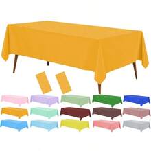 Orange Plastic Tablecloth (2 Pack), 54 X 108 Inch Dining Table Cover For Rectangle Table, Orange Disposable Tablecloths For Decor Parties, Birthday, Bridal Shower, Wedding - Orange - View 7