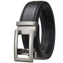 3.5cm Luxury Designer Automatic Buckle Genuine Leather Belt For Men, Blue & Black - R394 - View 4