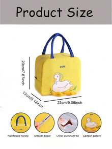 Tas Bekal Makan Siang Motif Bebek Kuning Lucu, Kotak Bekal Genggam dengan Resleting, Tas Bekal Makan Siang Berinsulasi Multifungsi dengan Lapisan Aluminium Foil, Tas Organizer Kosmetik Perlengkapan Mandi Kapasitas Besar untuk Perjalanan, Tas Bekal Makan Siang Berinsulasi Tertutup Multifungsi, Tas Penyimpanan Multifungsi, Cocok untuk Perjalanan Kerja, Piknik, Berkemah, Hadiah untuk Semua Orang - MultiWarna - View 3