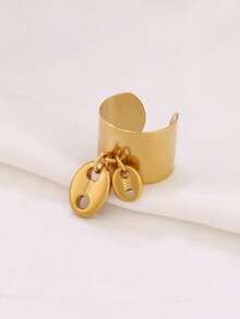 1pc Stainless Steel Coffee Bean Pendant Open Rings For Women Fashion Wide Ring Jewelry Gift - Ring - View 7