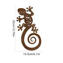 1 pieza Figura decorativa de lagarto de metal oxidado, adecuada para decoración vintage de campo, jardín al aire interior. La estructura de metal resistente la convierte en un regalo ideal de decoración del hogar, apta para uso en la terraza - A - Ver 7