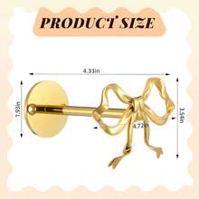 2-Piece Golden Bow Curtain Hook, Wall Mounted Curtain Tieback – Retro Decorative & Storage Hook, Rust Resistant, Easy Install, For Living Room Or Bedroom - Default - View 3