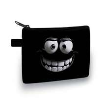 Funny 3D Grinning Face Zipper Coin Purse, Portable Mini Change Pouch For Coins Cards Keys Wallet In Colourful,Festive Game Printed Wallet - Casual Style, Polyester Material - View 7