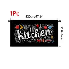 1 pieza, Decoración del hogar, Falda de mesa con estampado de tema de cocina, Cortina pequeña de cocina, Cubierta de gabinete de cocina, Con agujeros para cortina, Fácil de colgar, Rectangular, Tejido a máquina, Lavable a máquina, Decoración y accesorios de cocina, Perfecto para gabinetes de cocina y decoración del hogar - Multicolor - View 16