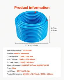 Air Compressor Line Kit, 200FT X 3/4", HDPE-Aluminum Compressed Air Piping System, Leak-Proof & Easy-To-Install, Compressed Air Line Tubing Kit For Garages Workshops, Blue - 200FT X 3/4" Blue - View 11