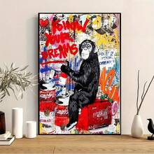 Poster Abstract Monkey Posters And Prints Art Graffiti Canvas Painting Pop Street Wall Picture Home Decor Cuadro - Multicolor - View 5