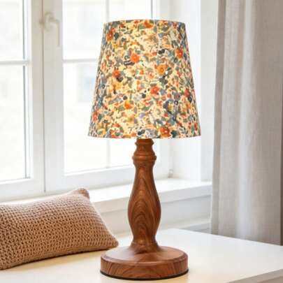 1pc Wooden Texture Decorative Table Lamp, Suitable For Living Room, Study, Hotel, Outdoor Camping, Eid Festival Gift, Bedroom, Reading, Children, Decoration, , Pregnancy, Sensor, Prayer Corner, Italian Style, Minimalist, European, Chinese Style, French Style, Modern Arabic, Minimalist Islamic Design, Oasis Mixed Style