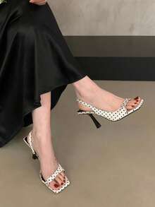 2026 Nuevas Sandalias de Tacón Alto Francesas de Punta Abierta Negras, Zapatos de Hada, Adecuados para Vestidos, Zapatos Romanos de Verano - Blanco - Ver 4