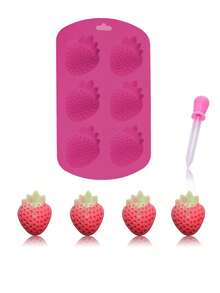 2 khuôn nướng hình trái cây, bao gồm dứa, chanh, dưa hấu, dâu tây, thích hợp để làm sô cô la, kẹo, bánh ngọt, thạch, kèm 1 ống nhỏ giọt, tổng cộng 4 cái. - Bộ khuôn - Xem 11