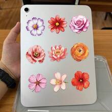 50pcs Vibrant Flower Stickers Decor For Planner, Diary, Phone Case, Guitar, Skateboard, Tablet, Self-Adhesive Seal Stickers, Great Gift For Family And Friends - Multicolor - View 3
