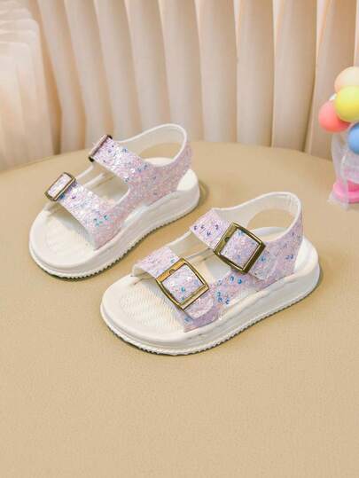 1 Pair Colorful Baby Sandals With Hook And Loop, Simple Decorative Buckle Design, Comfortable Toddler Walking Shoes For Summer Outdoor & Beach