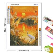 5D DIY Red-Crowned Crane Sunset Reed Lake Diamond Painting Kit,  Scenic Mosaic Art, Suitable For Home Bedroom Living Room Wall Decor, Ideal Gift For Craft 30x40cm/11.81x15.75inch - 查看 2