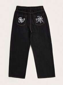 Men's Retro Hip Hop Street Casual Loose Flared Leg Jeans - Black - View 5