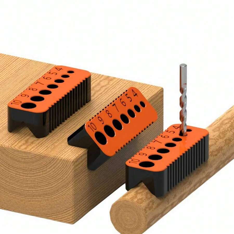 Herramienta de guía de perforación de plástico compacta y reutilizable para perforación métrica precisa en trabajos de madera - multicolor - Ver 1