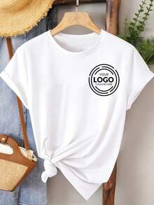 Áo thun nữ thiết kế theo yêu cầu, trang phục mùa hè, áo cổ tròn màu trắng, cao cấp, in logo/ảnh/logo quảng cáo/đồng phục công sở/đồng phục đội thể thao/logo đội nhảy theo yêu cầu - Thiết kế áo thun in cá nhân hóa của riêng bạn, tùy chỉnh theo các dịp lễ như: Quà kỷ niệm, Ngày Valentine, Giáng sinh, Lễ Tạ ơn, v.v. - trắng - Xem 3