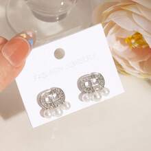 欧美风闪亮宝石CD字母仿珍珠优雅耳环，新款时尚耳环 - 珍珠耳環 - 查看 5