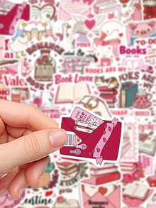 50pcs Valentine's Day Bookish Stickers For Laptops, Suitcase, Scrapbook, Storage Box, Decorative DIY, Graffiti Stickers - Multicolor - View 7