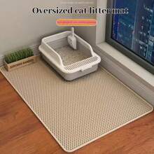 1 pieza Alfombra extra grande para caja de arena de gato de doble capa, accesorios antideslizantes e impermeables para caja de arena de gato - Multicolor - Ver 21