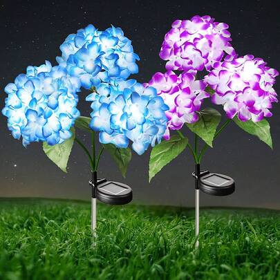 1 đèn LED hoa cẩm tú cầu năng lượng mặt trời, hoa nhân tạo sống động như thật, đèn sân vườn bán âm có công tắc điều khiển, thích hợp cho sân vườn, hiên nhà, bãi cỏ và lối đi - Món quà lý tưởng cho Ngày của Mẹ, đồ trang trí sân vườn.