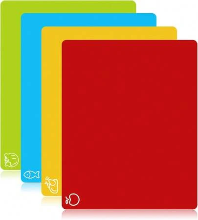 4 Pieces Flexible Cutting Boards, Free Plastic Cutting Boards For Kitchen, Non Slip Cutting Mat For Meat And Vegetables, Thanksgiving