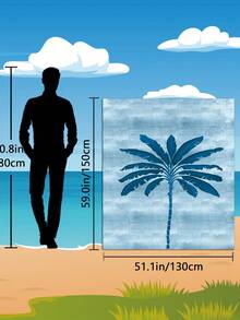 1PC Water Blue Gradient Single Palm Tree Beach Scarf, Available In Different Sizes. Quick-Drying, Soft, Portable, And Fashionable. Made Of Sand-Resistant And Super Absorbent Microfiber Material. Style: Bohemian, Tropical, Vintage, Fun, Yoga, Picnic, UV Protection. Ideal For Beaches, Swimming Pools, And Outdoor Activities; A Must-Have For Travel, Camping, Yoga, Fitness, And Swimming, Suitable For Both Men And Women. - Coconut Trees - View 15