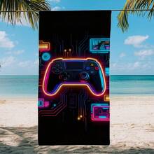 1pc Game Controller Design Beach Towel, Extra Large Microfiber Beach Blanket, Super Absorbent Bath Towel, Suitable For Travel, Swimming Pool, Diving, Surfing, Yoga, Camping, Available In Multiple Sizes, Beach Accessories - Game Controller - View 5