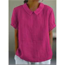 New Solid-Color Cotton-Linen Tops For Women, Spring Collection - White - View 10
