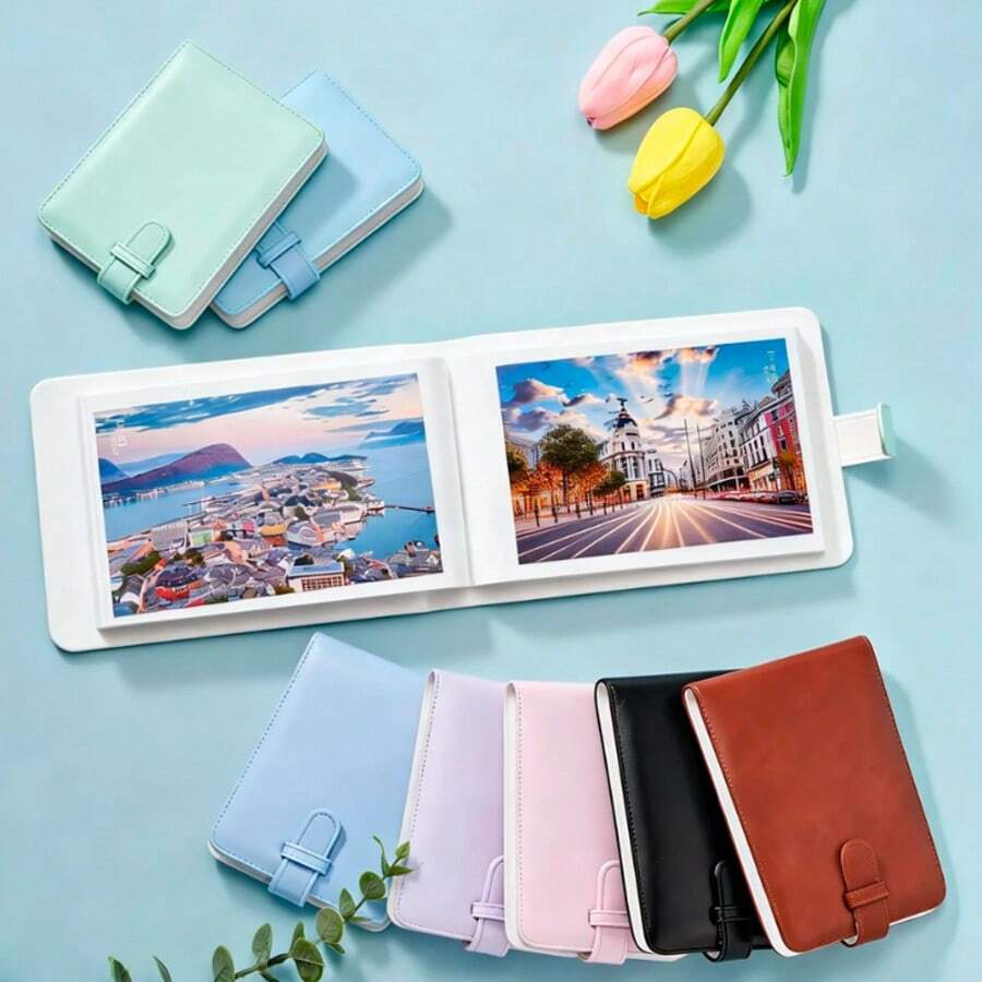 1本40页6英寸PU皮革封面纯色相册,适用于6英寸大尺寸照片;1本6英寸塑料包装剪贴簿;返校季礼物;大型拍立得相册;返校用品;圣诞节和新年礼物;婚礼相册;情人节相册,用于收集和保存各种6英寸照片和明信片。 - 彩色 - 查看 1
