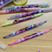 1/6支装荧光马克笔卡通双头笔女生团体书写礼物，高性价比返校/生日/节日礼物【随机发货】 - 彩色 - 查看 9
