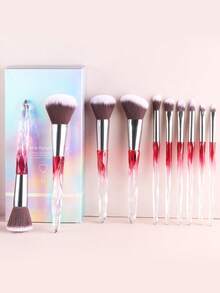 10pcs Crystal Handle Makeup Brush Set, Soft Hair Face & Eye Cosmetic Brushes, Makeup Tools - Multicolor - View 4