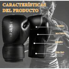 Jasonwell Guantes de Box 10 12 14 16 Oz para Entrenamiento y Costal - Protector Bucal Incluido - Absorción de Impactos para Boxeo, Kickboxing y Gym - Negro - Ver 2